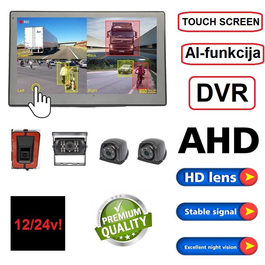 AHD AI SET - UNIVERZALNE LED PARKING KAMERE (4kom.) + MONITOR 10" (25.4cm.) + DVR (SNIMANJE NA SD KARTICI) Beograd Zemun